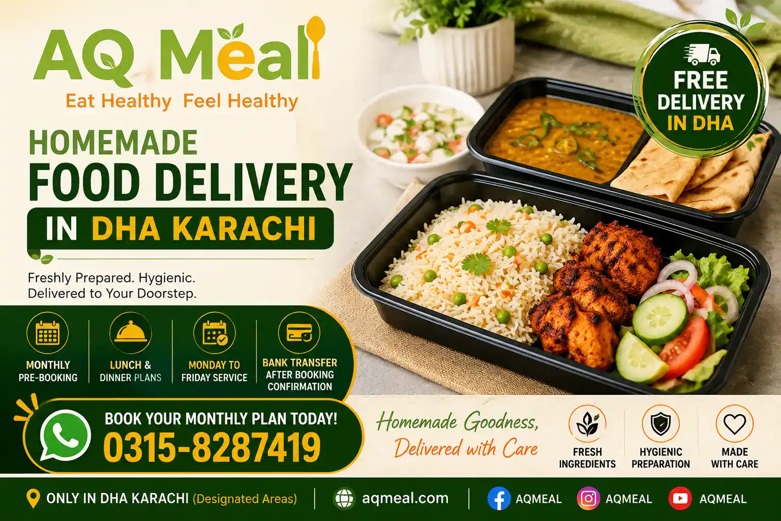 Homemade Food Delivery in DHA Karachi – Fresh Monthly Lunch & Dinner