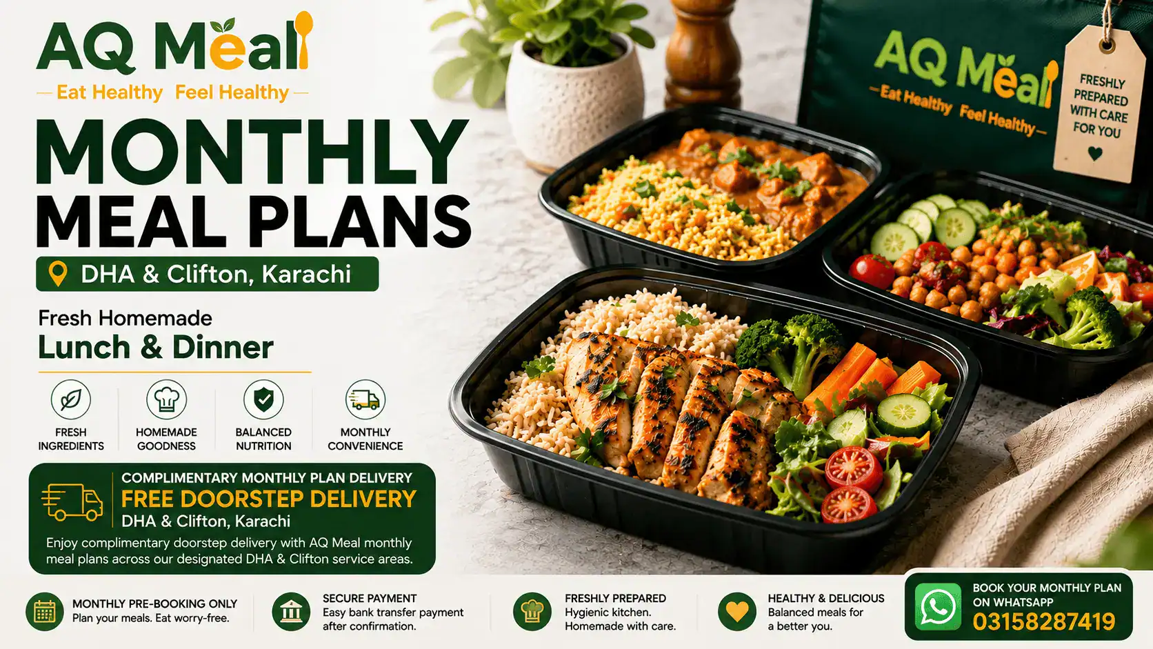 Monthly Meal Plans DHA & Clifton Karachi | AQ Meal