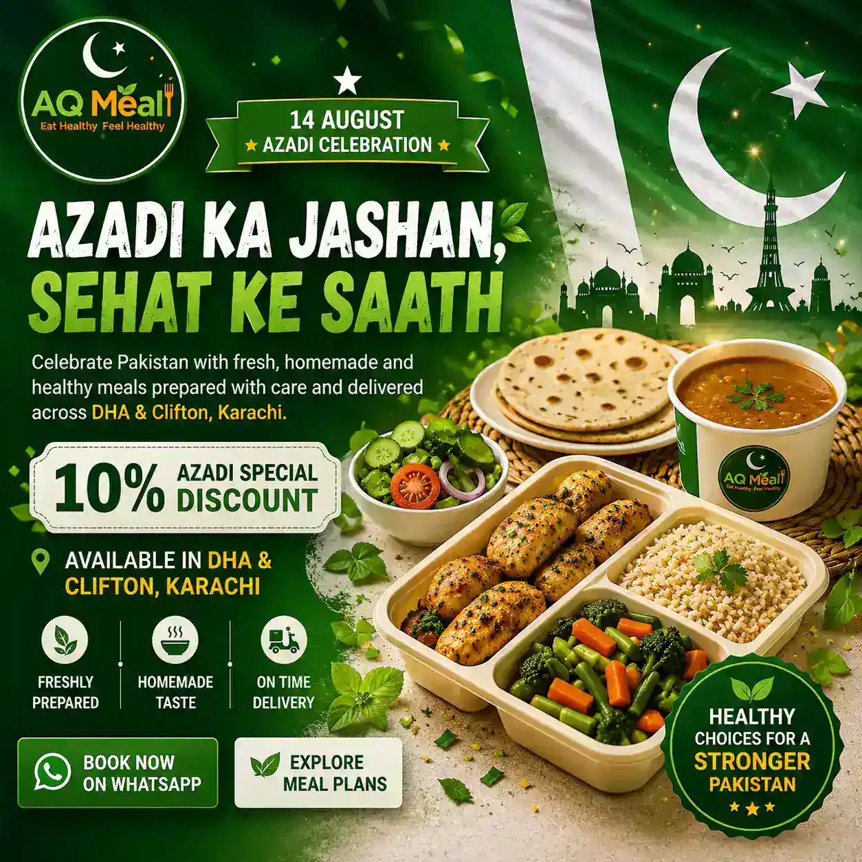 AQ Meal healthy homemade meals for Azadi celebration in Karachi