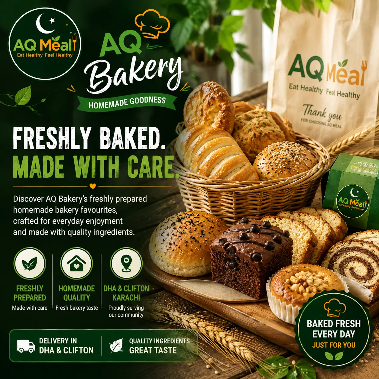 AQ Bakery fresh homemade bakery products in DHA and Clifton Karachi